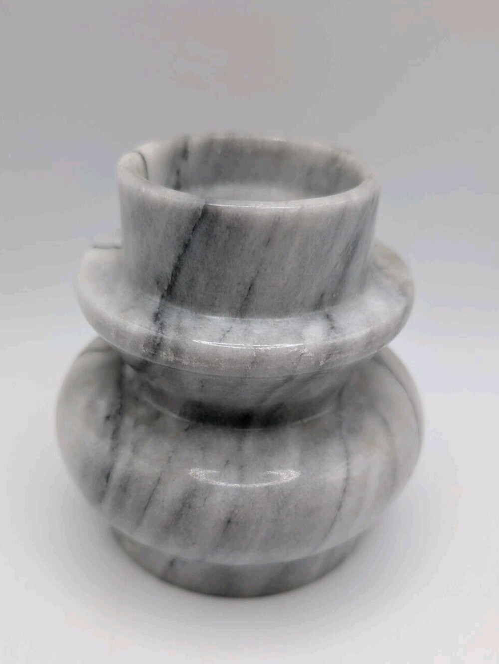 Vintage Heavy Gray Marble Taper Candle Holder 4.75" Made in Taiwan R.O.C.